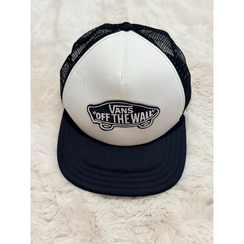 Vans Off The Wall Trucker Hat Black White Mesh Snapback Skateboard Logo Cap